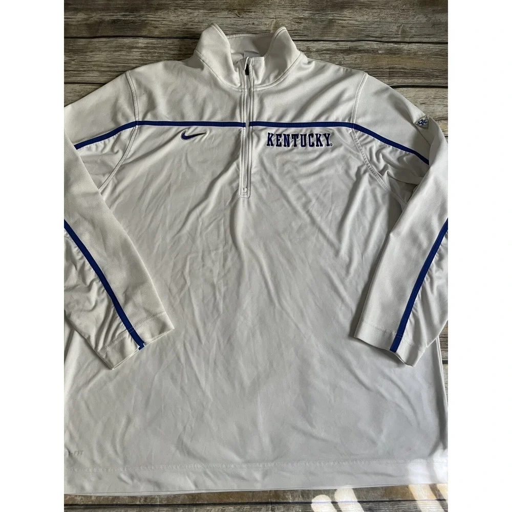 NIKE Dri-Fit Half-Zip Long Sleeve Pullover Top Shirt Men's Size XXL White